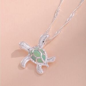 Silver Turtle Tortoise Pendant Necklace